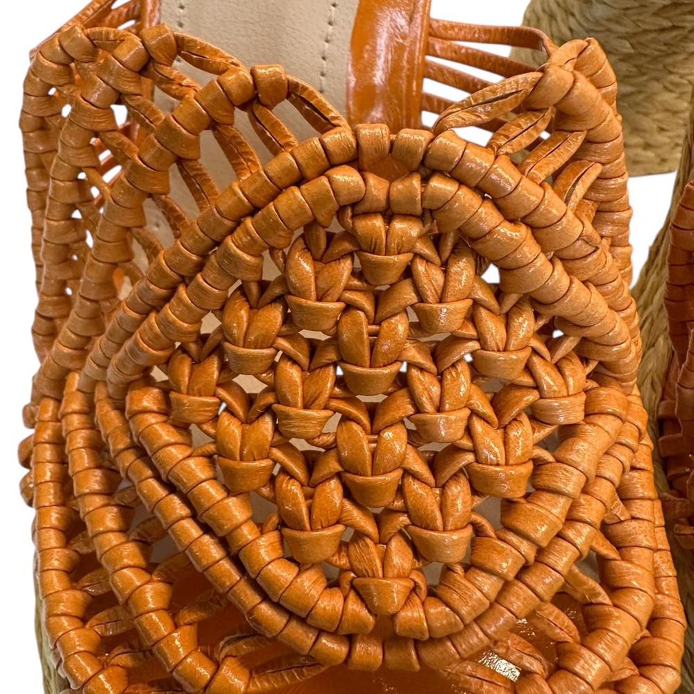 Paloma Barcel Susana Raffia Orange Woven Rope-Platform Mules Eu40/Us9 — image 6 of 8